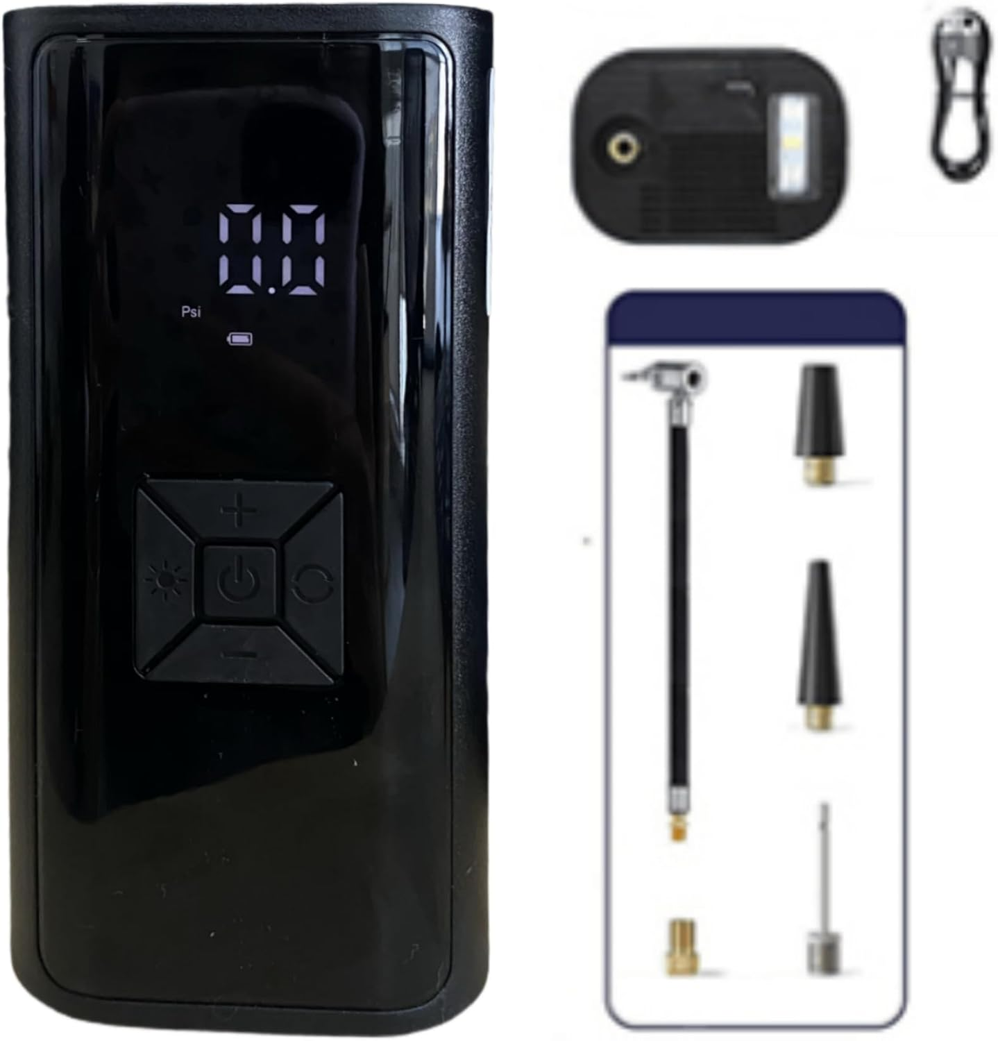 Portable Tire Inflator Air Compressor, DC Digital Car Tire Pump with LED Light, Auto Shut-Off, Fast Inflation for Car, Bike, Motorcycle, Ball & Other Inflatables