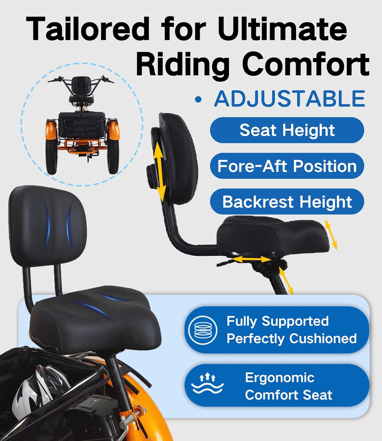 CroSight 2.0 Electric Tricycle for Adults, 20"x4" Fat Tire Folding Electric Trike, 48V 20Ah Long-Range Battery, 1700W Peak Motor, Bluetooth Speaker, USB Port, 22MPH 75KM 7 Speed, 3 Wheel E-Trike