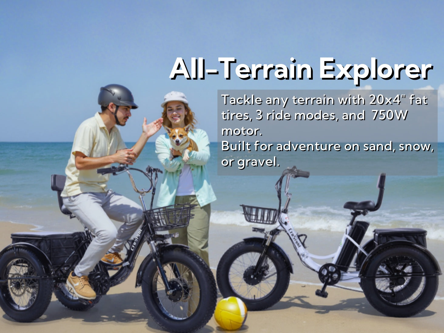 CroSight 1.0 Electric Tricycle for Adults, 20"x4" Fat Tire Electric Trike,Peak 1700W 48V 20Ah,3 Wheel Folding Electric Tricycle, 22MPH 75KM 7 Speed Bicycle