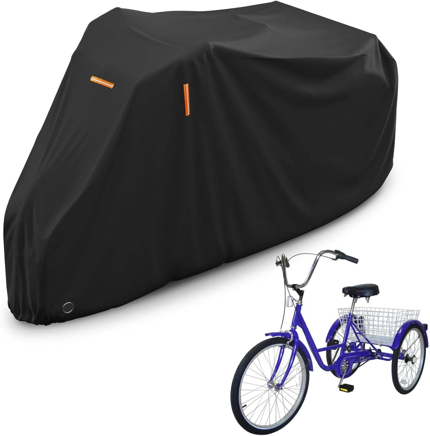 Electric Tricycle Cover for Adults, 420D Heavy Duty Electric Trike Covers, Waterproof Outdoor with 3 Wheel Lock Holes