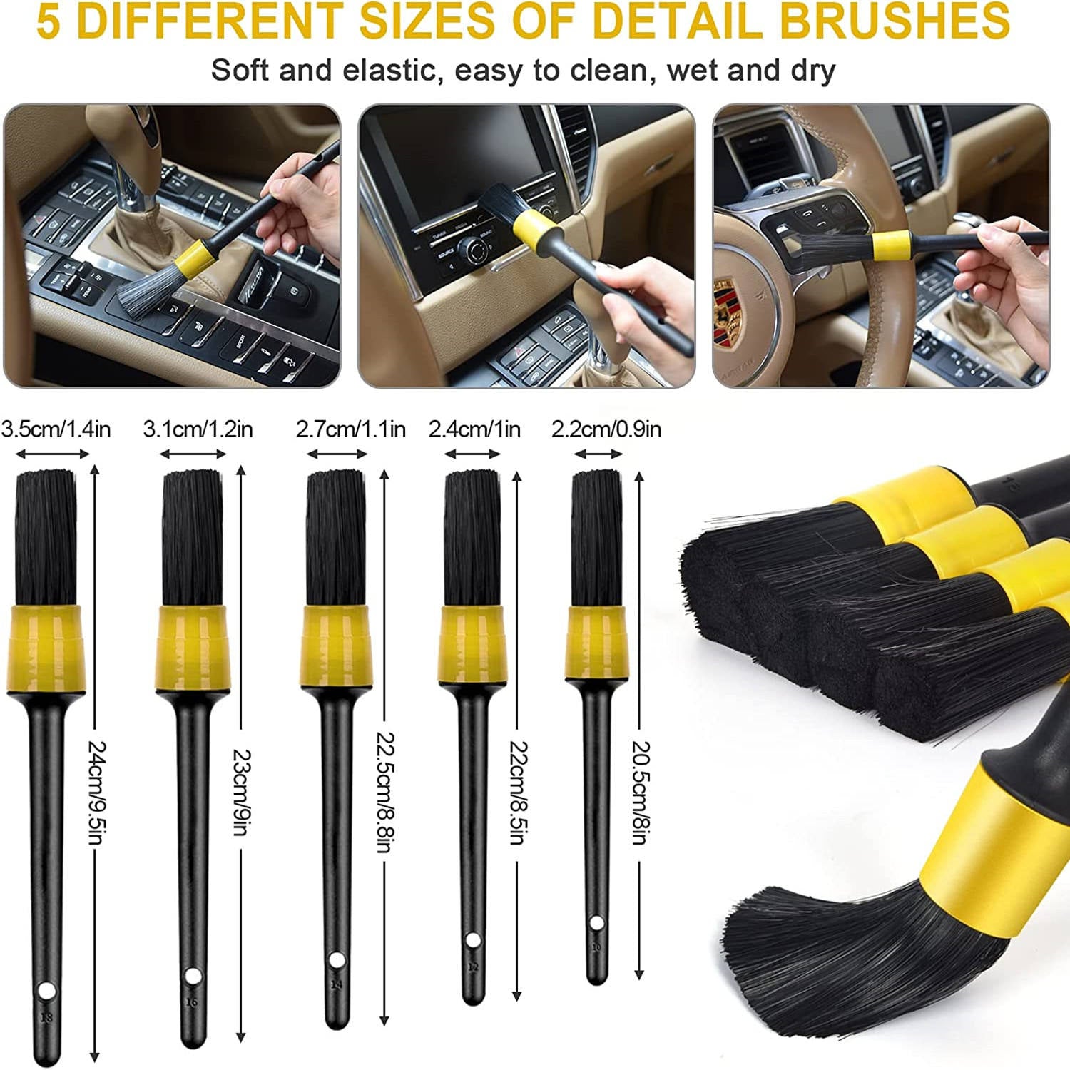 20PCS Auto Detailing Brush Drill Cleaning Set, Car Cleaning Tools Kit for Interior & Wheels