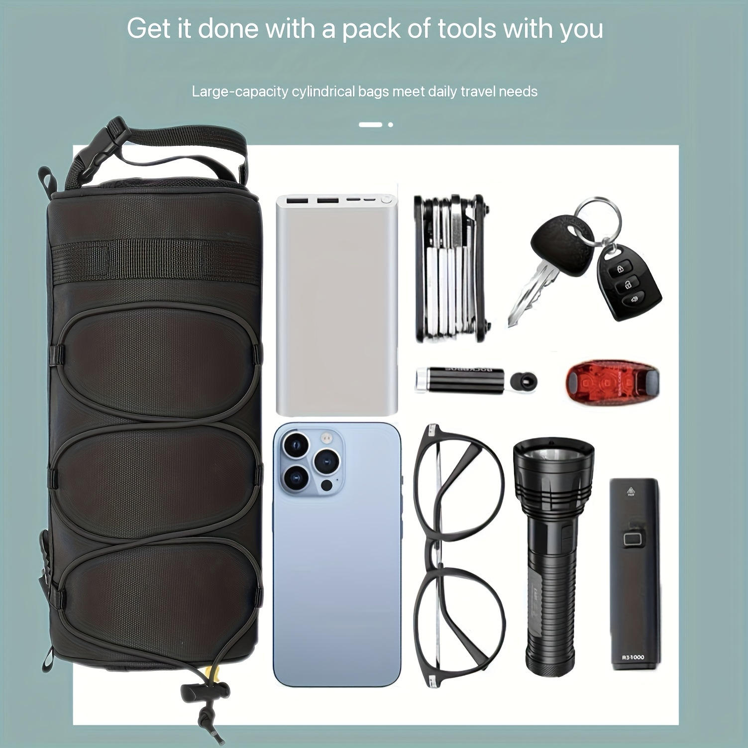 Waterproof Electric Tricycle Handlebar Bag with Quick Buckle, Tricycle Storage Bag for Phone & Tools