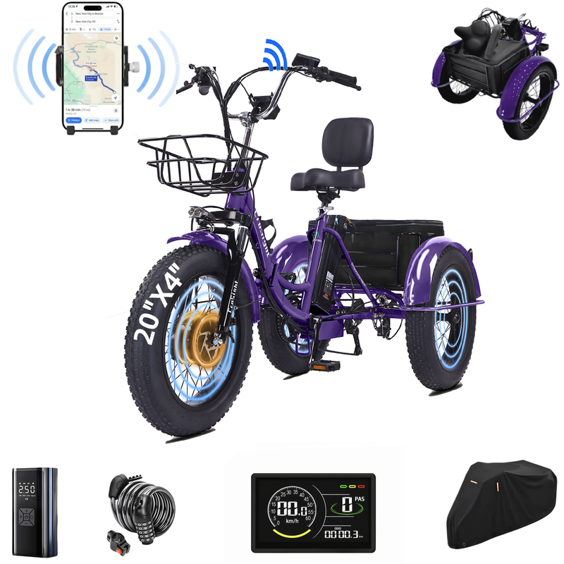 Triciclo elétrico dobrável inteligente CroSight 2.0 com Bluetooth