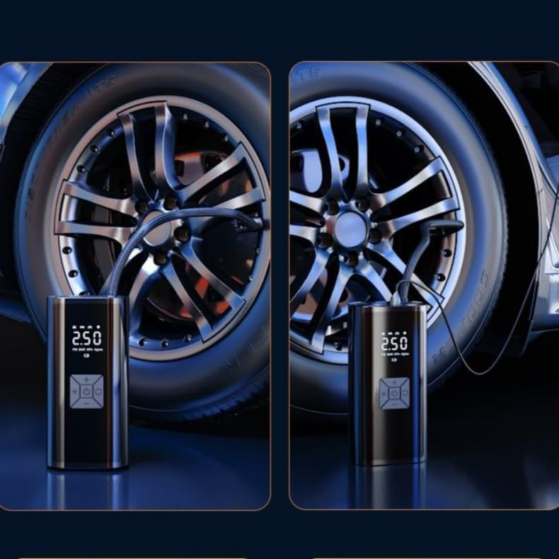 Portable Tire Inflator Air Compressor, DC Digital Car Tire Pump with LED Light, Auto Shut-Off, Fast Inflation for Car, Bike, Motorcycle, Ball & Other Inflatables