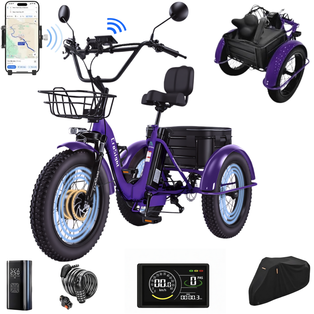 CroSight 2.0 Smart Bluetooth Foldable Electric Trike