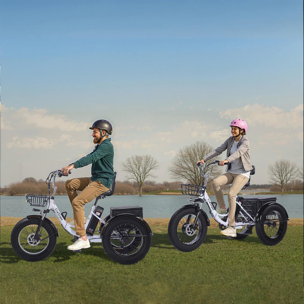 Electric Tricycle for Adults, 20"x4" Fat Tire Electric Trike,750W(Peak 1700W) 48V 20Ah,3 Wheel Folding Electric Tricycle, 22MPH 75KM 7 Speed Bicycle