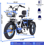 CroSight TX Pro Electric Tricycle for Adults, 20"x4" Fat Tire Folding Electric Trike, 48V 20Ah Long-Range Battery, 1700W Peak Motor, Bluetooth Speaker, USB Port, 22MPH 75KM 7 Speed, 3 Wheel E-Trike