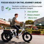 CroSight TX Pro Electric Tricycle for Adults, 20"x4" Fat Tire Folding Electric Trike, 48V 20Ah Long-Range Battery, 1700W Peak Motor, Bluetooth Speaker, USB Port, 22MPH 75KM 7 Speed, 3 Wheel E-Trike