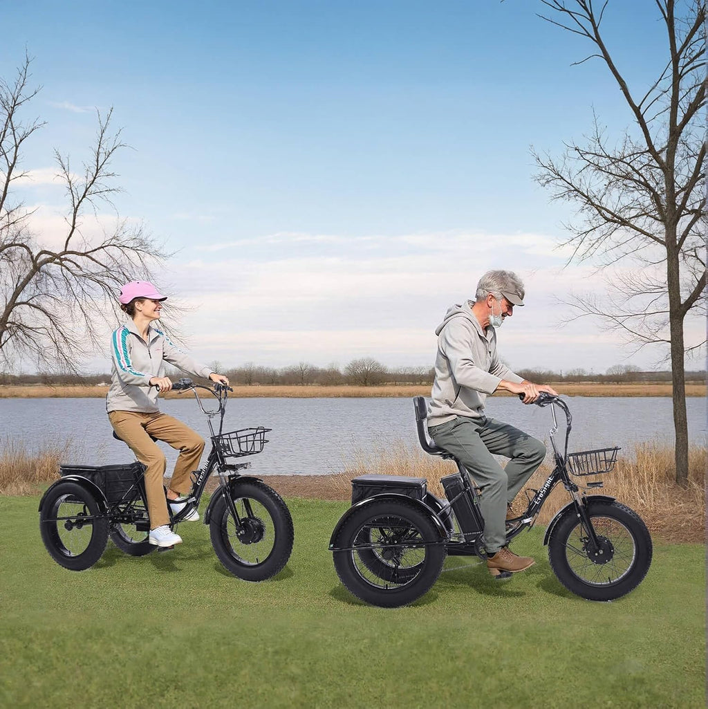 Electric Tricycle for Adults, 20"x4" Fat Tire Electric Trike,750W(Peak 1700W) 48V 20Ah,3 Wheel Folding Electric Tricycle, 22MPH 75KM 7 Speed Bicycle