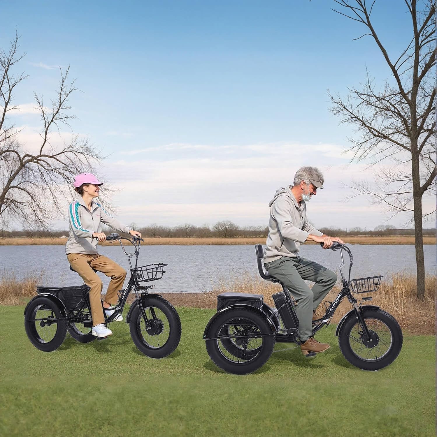 Electric Tricycle for Adults, 20"x4" Fat Tire Electric Trike,750W(Peak 1700W) 48V 20Ah,3 Wheel Folding Electric Tricycle, 22MPH 75KM 7 Speed Bicycle