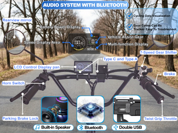 Triciclo elétrico dobrável inteligente CroSight 2.0 com Bluetooth