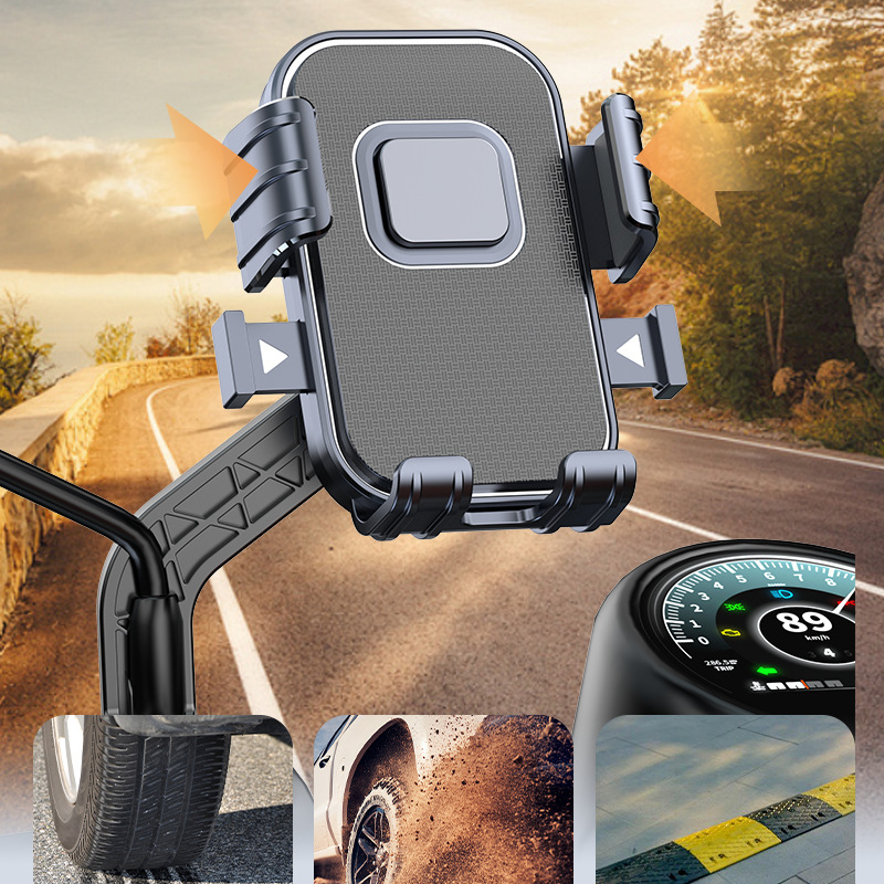 Universal Motorcycle And Bike Phone Mount Holder with Handlebar Lock – Fits Most Models