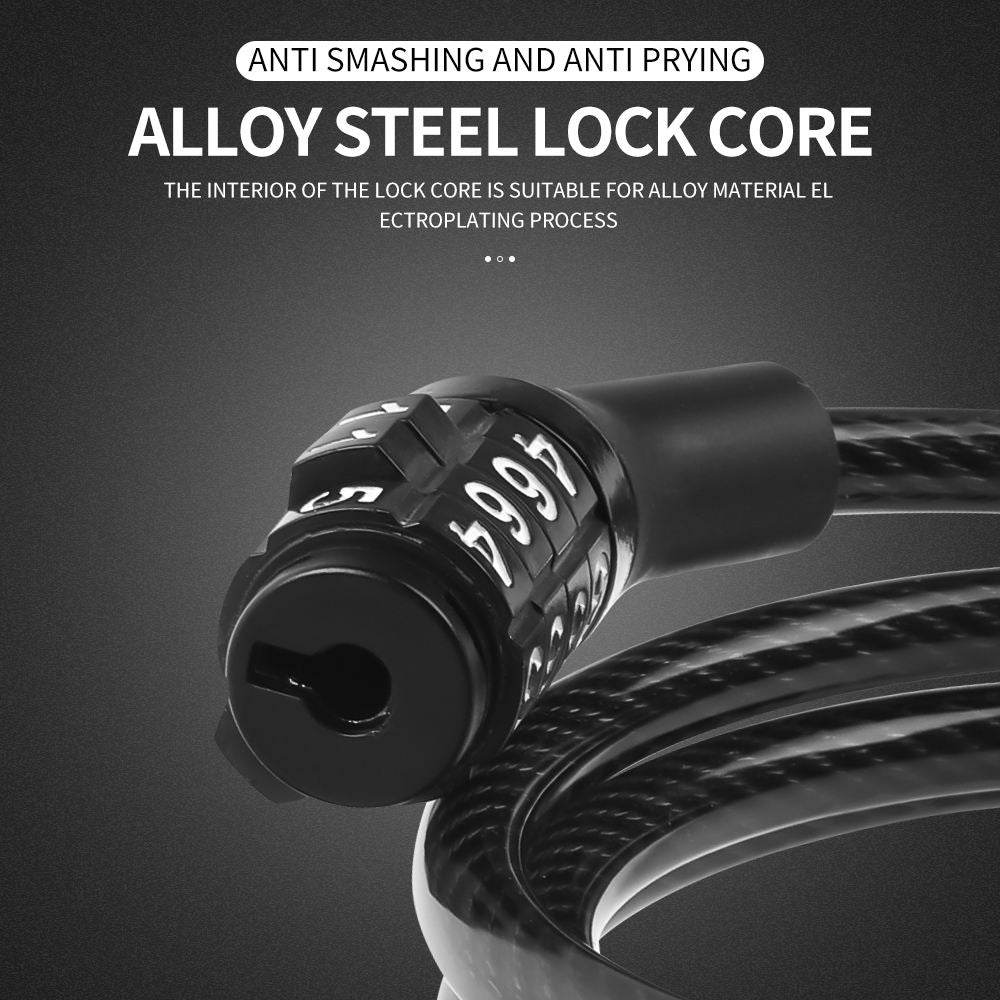 4-Digit Combination Cable Lock, Waterproof Anti-Theft Wheel Lock for Bike, Bicycle & Tricycle