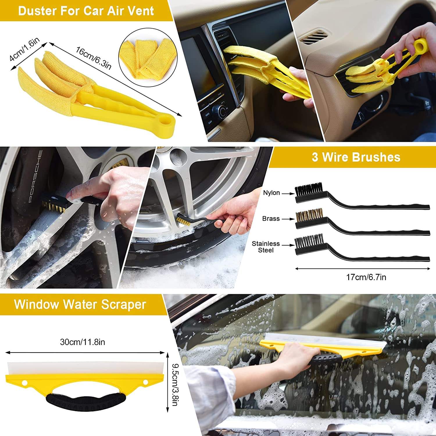 20PCS Auto Detailing Brush Drill Cleaning Set, Car Cleaning Tools Kit for Interior & Wheels