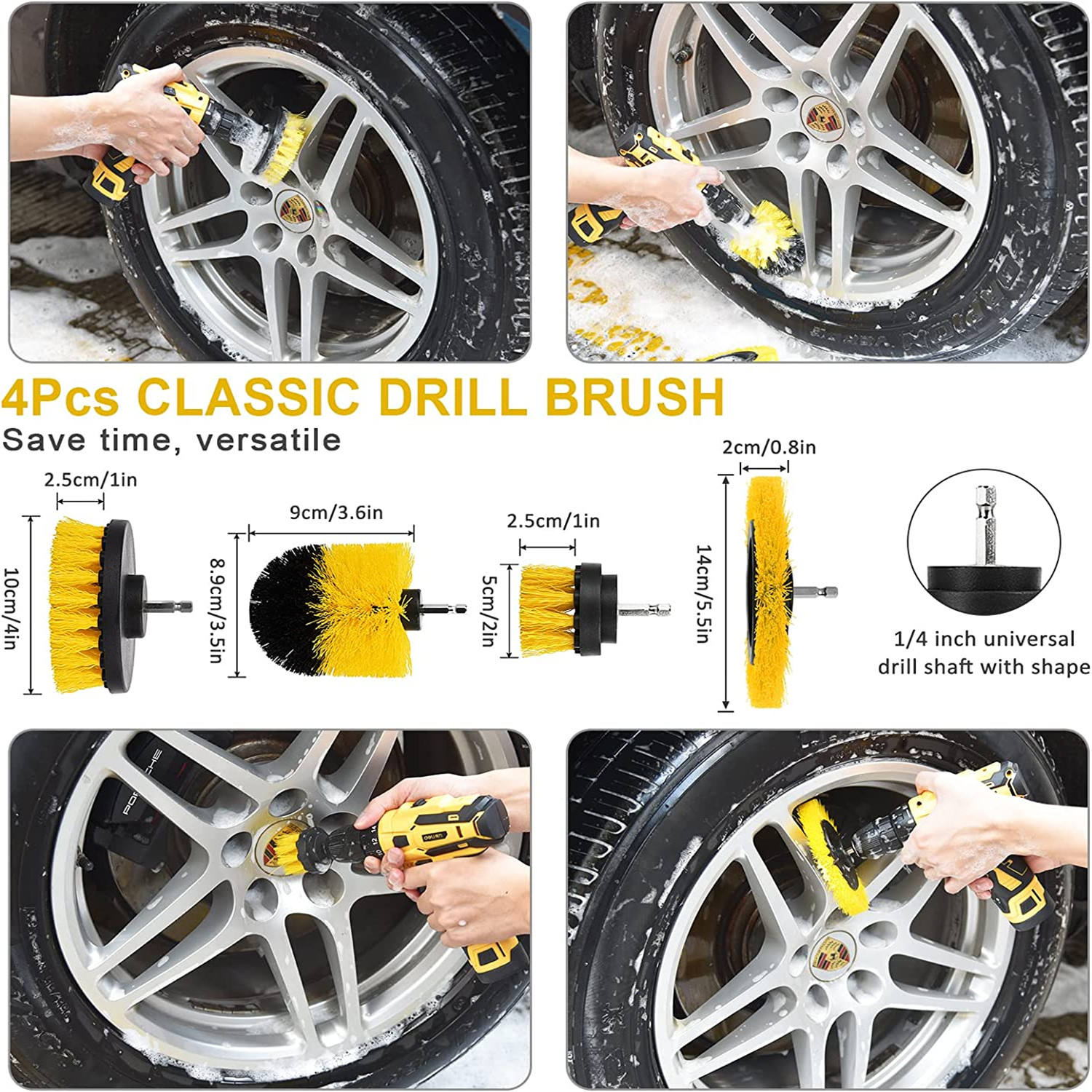 20PCS Auto Detailing Brush Drill Cleaning Set, Car Cleaning Tools Kit for Interior & Wheels
