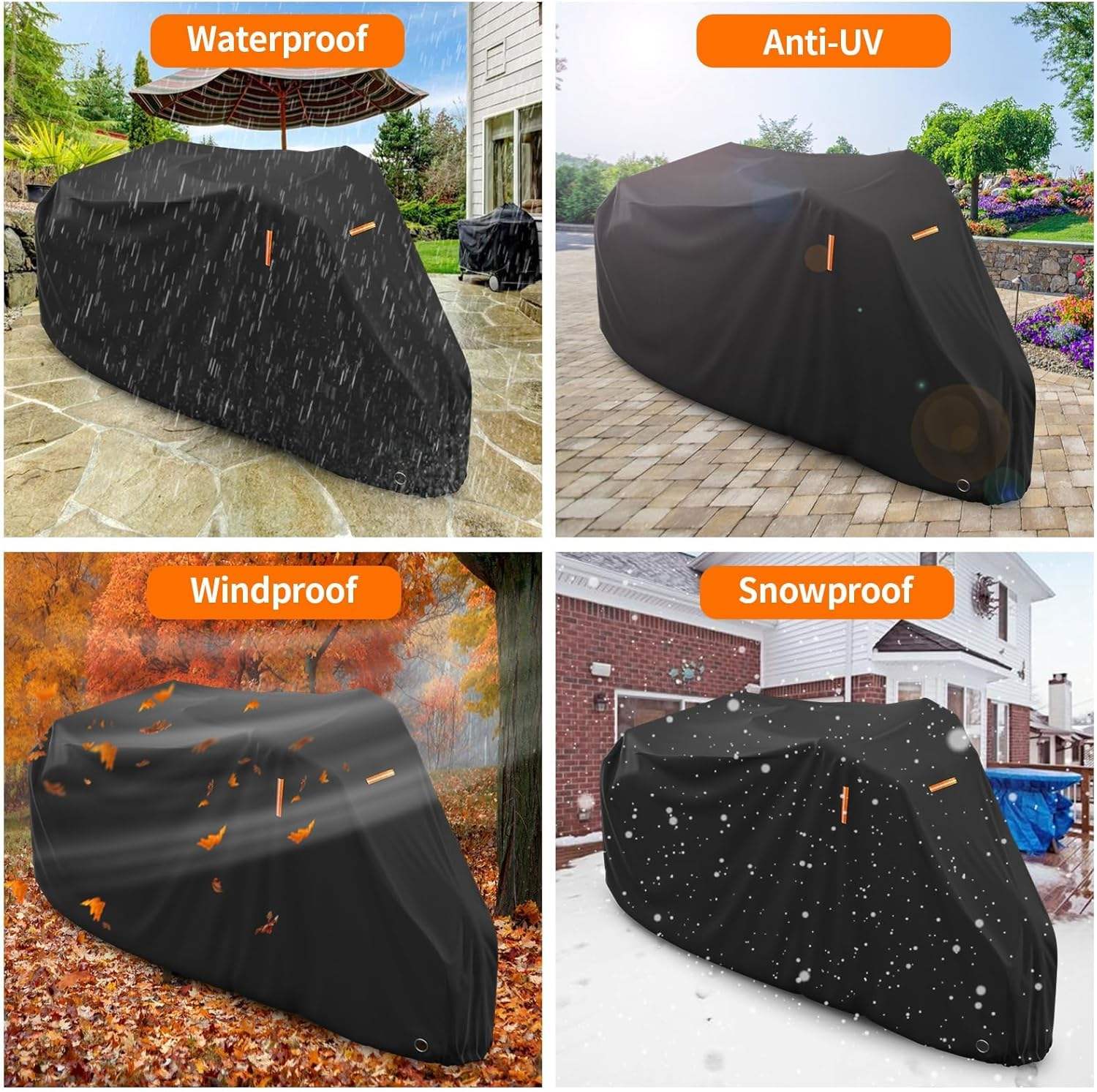Electric Tricycle Cover for Adults, 420D Heavy Duty Electric Trike Covers, Waterproof Outdoor with 3 Wheel Lock Holes