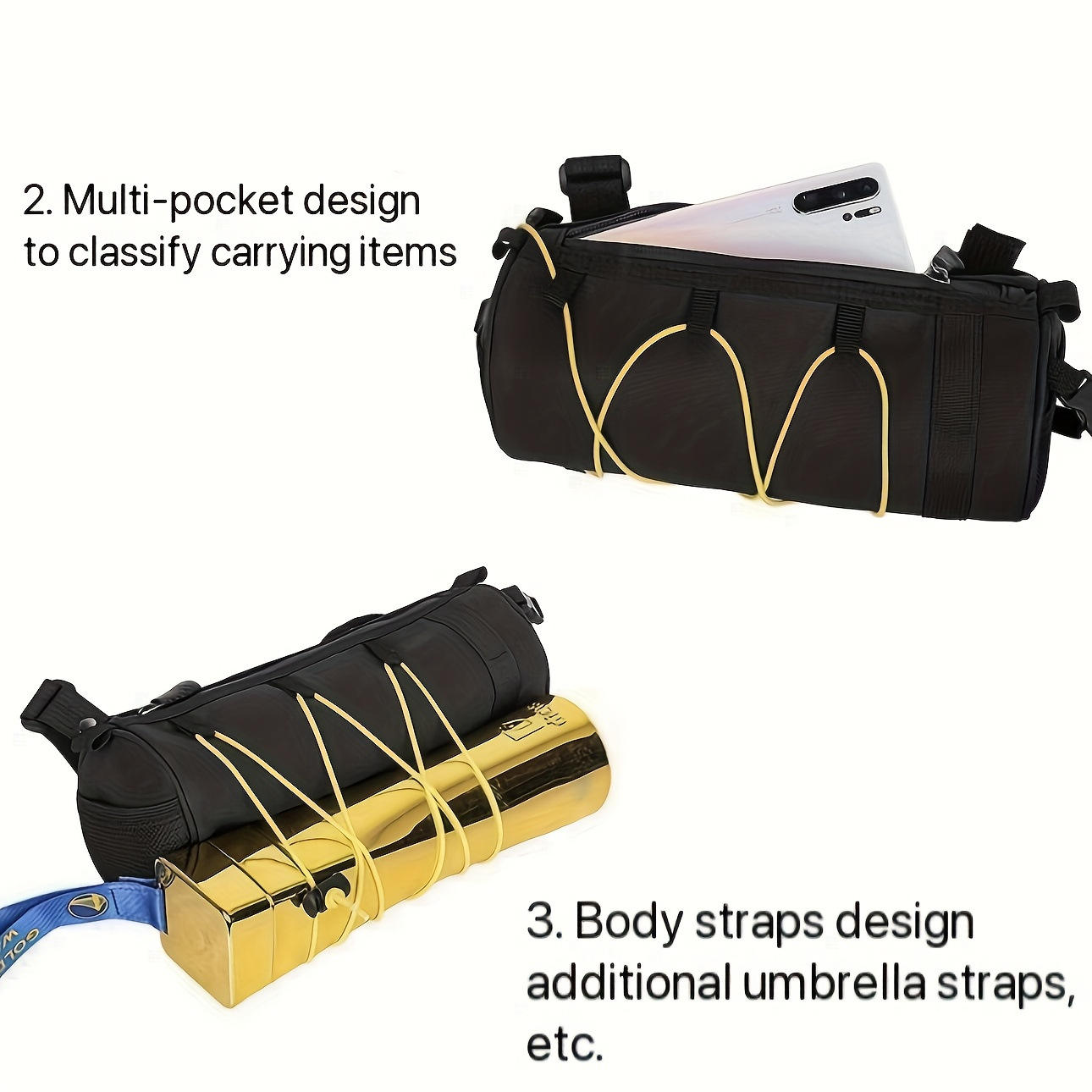 Waterproof Electric Tricycle Handlebar Bag with Quick Buckle, Tricycle Storage Bag for Phone & Tools