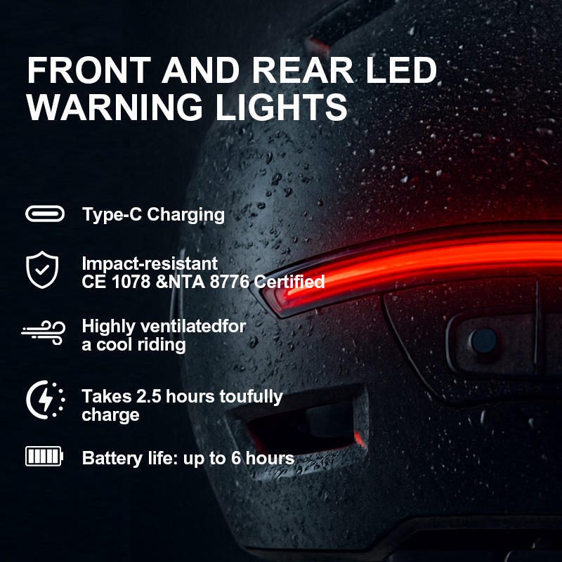 Durable Adult Ebike Helmet with LED Rear Light and Reflective Strips, High-Quality Urban Cycling And Scooter Helmet