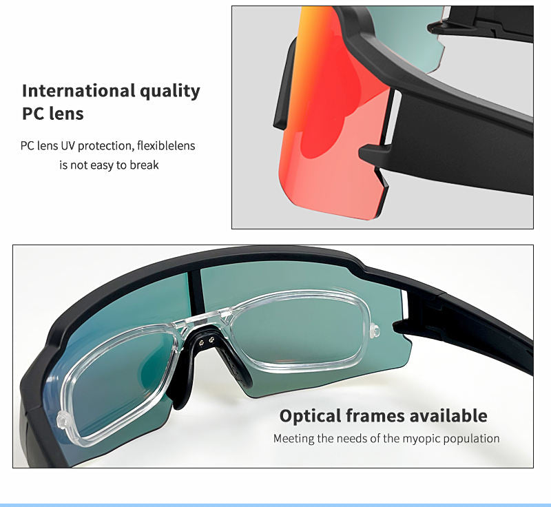 UV Protection Cycling Sunglasses with Interchangeable Lenses, Sport Bike Eyewear for Road & Mountain Cycling