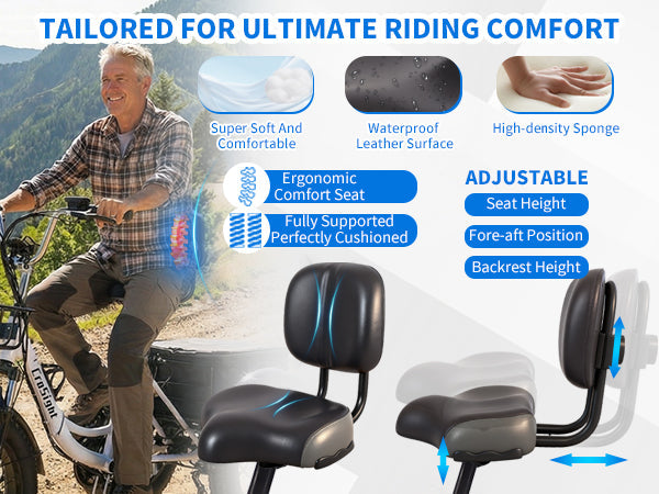 CroSight T3 Pro adjustable padded seat and backrest for riding comfort