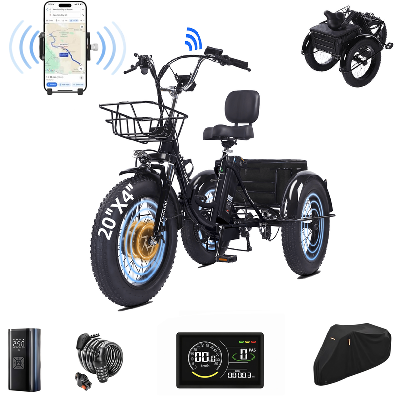 Triciclo elétrico dobrável inteligente CroSight 2.0 com Bluetooth