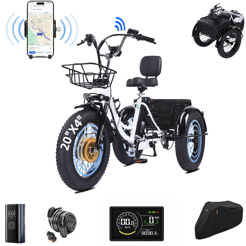 Triciclo elétrico dobrável inteligente CroSight 2.0 com Bluetooth