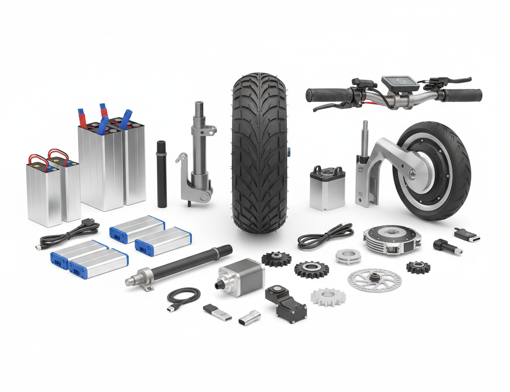 帮我生成一张三轮车配件的封面图，不要Logo，正方形